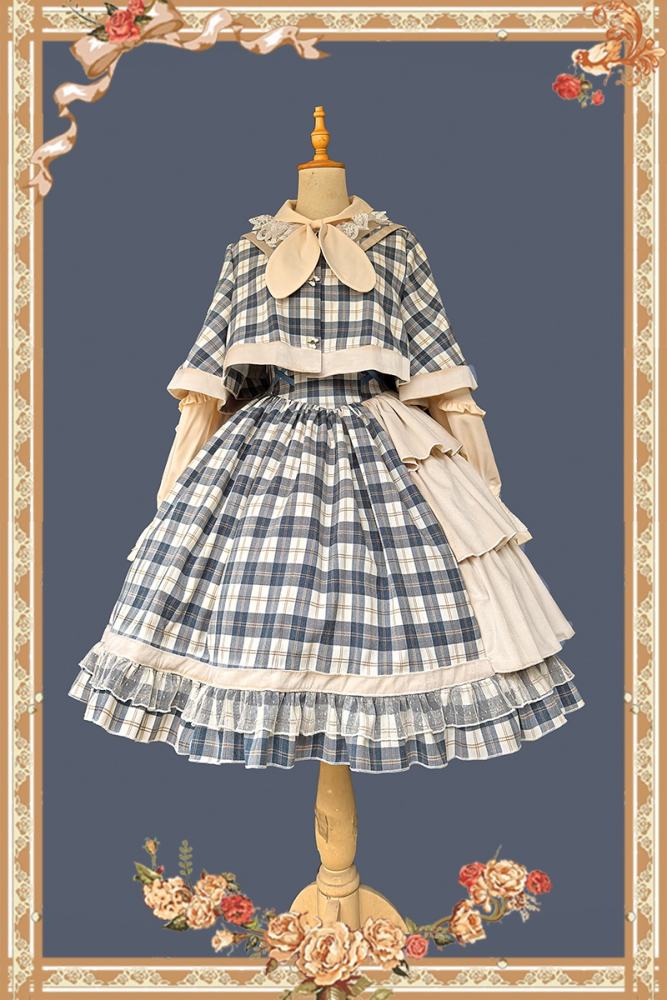 Infanta Morning Tune Brown Plaid High Waist Lolita Jumper Coat