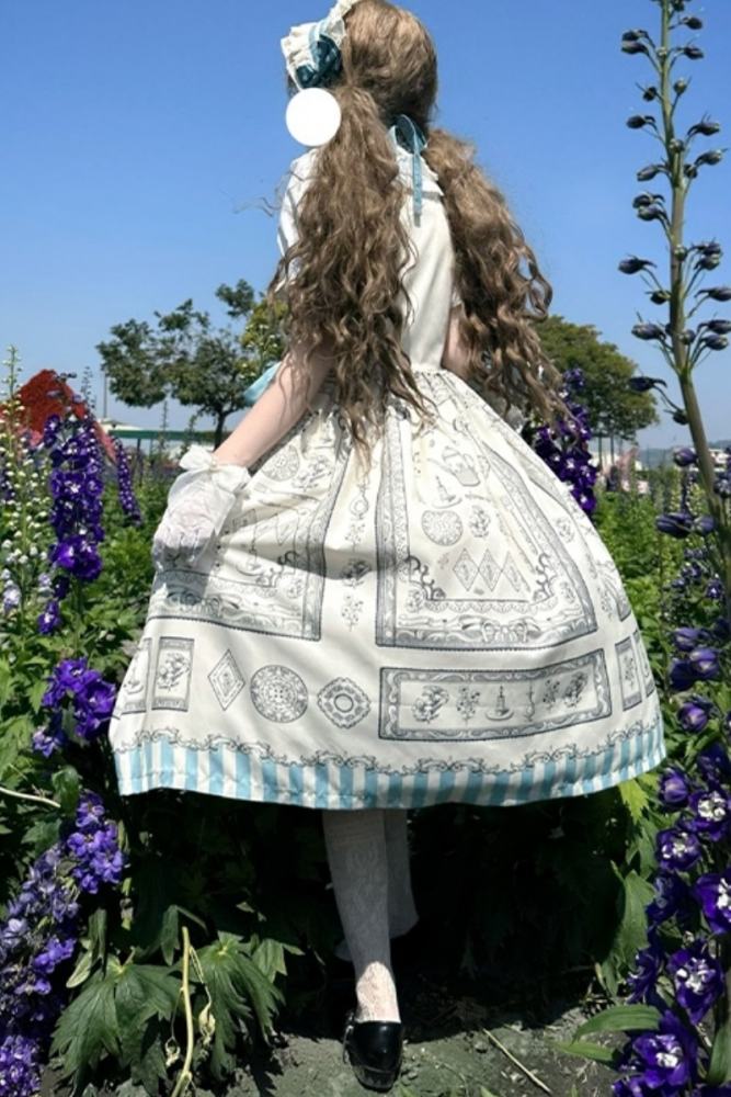Porcelain Hearts Paint Dreams Blue Lolita JSK SK Accessories