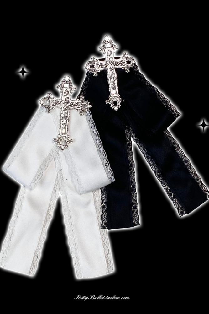 Kitty Bxllet Lace Bowknot Jirai Kei Shiro Kuro Brooch