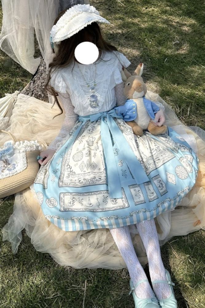 Porcelain Hearts Paint Dreams Blue Lolita JSK SK Accessories