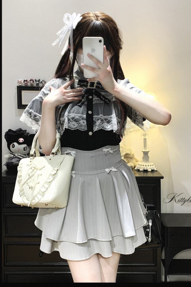 Kitty Bxllet ~Mist Gauze~ Jirai Kei Lacework Cape Blouse