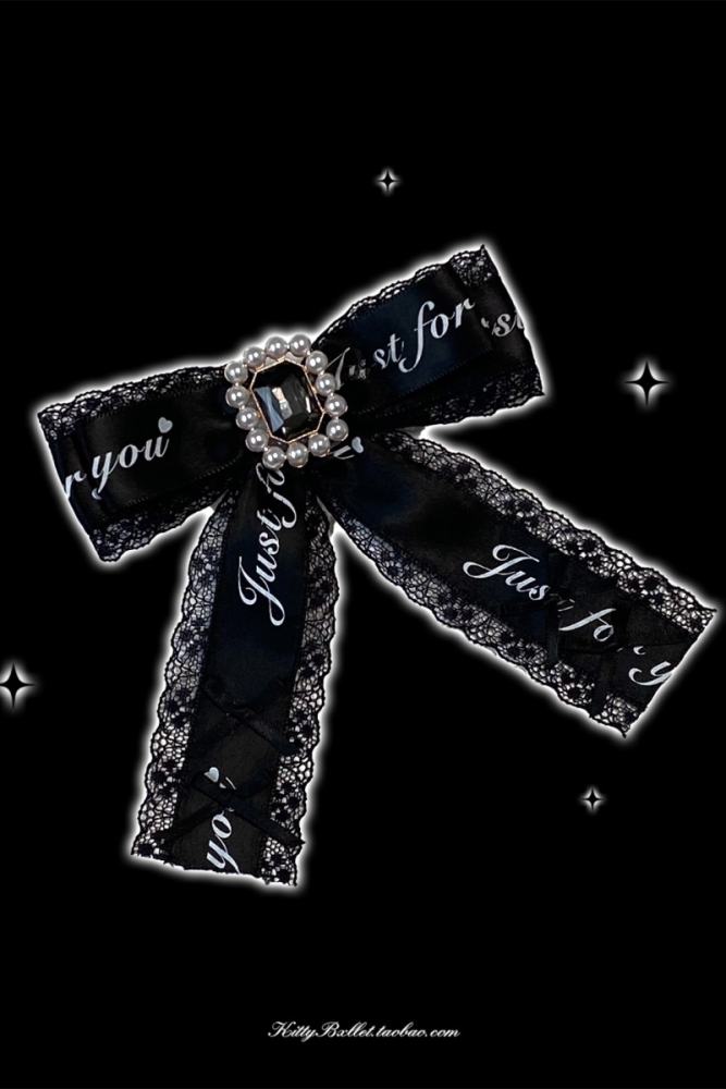 Kitty Bxllet Lace Bowknot Jirai Kei Shiro Kuro Brooch