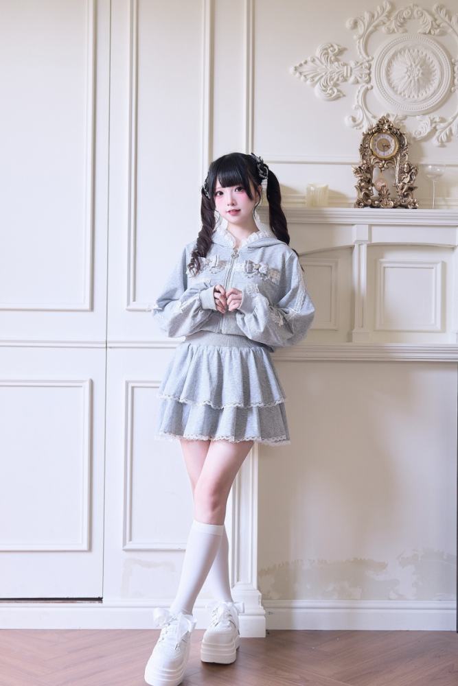NoGenki Japanese Jirai Kei Coat Long Trousers and Skirt 3 Colors