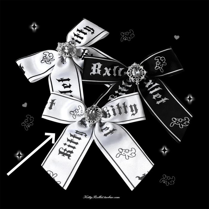 Kitty Bxllet Lace Bowknot Jirai Kei Shiro Kuro Brooch