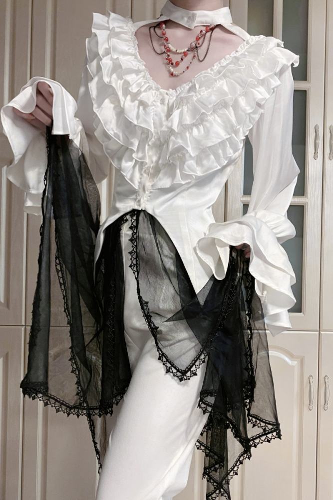 Chilling Bone Gothic Blue Purple lace up Lolita Blouse