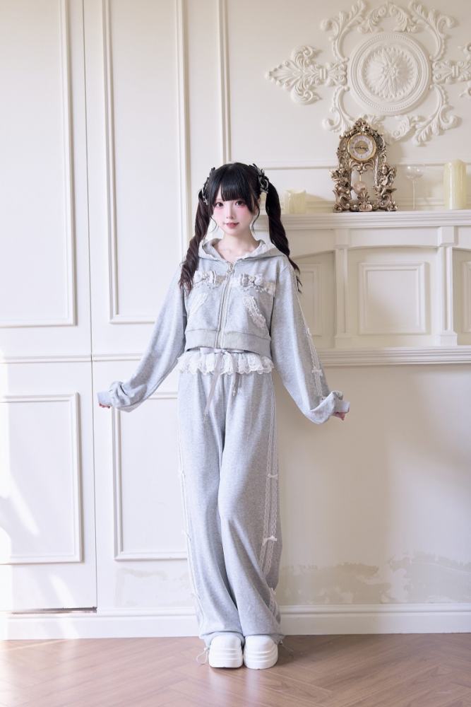 NoGenki Japanese Jirai Kei Coat Long Trousers and Skirt 3 Colors