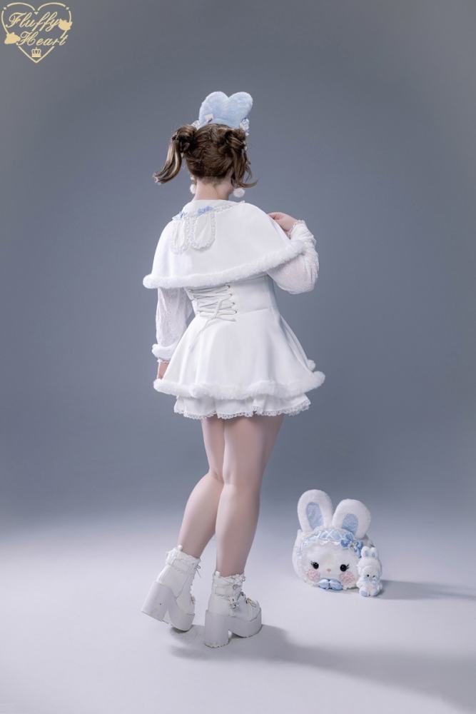Fluffy Heart X Momo Kawai Jirai Kei Dress Shorts Cape and Brooch