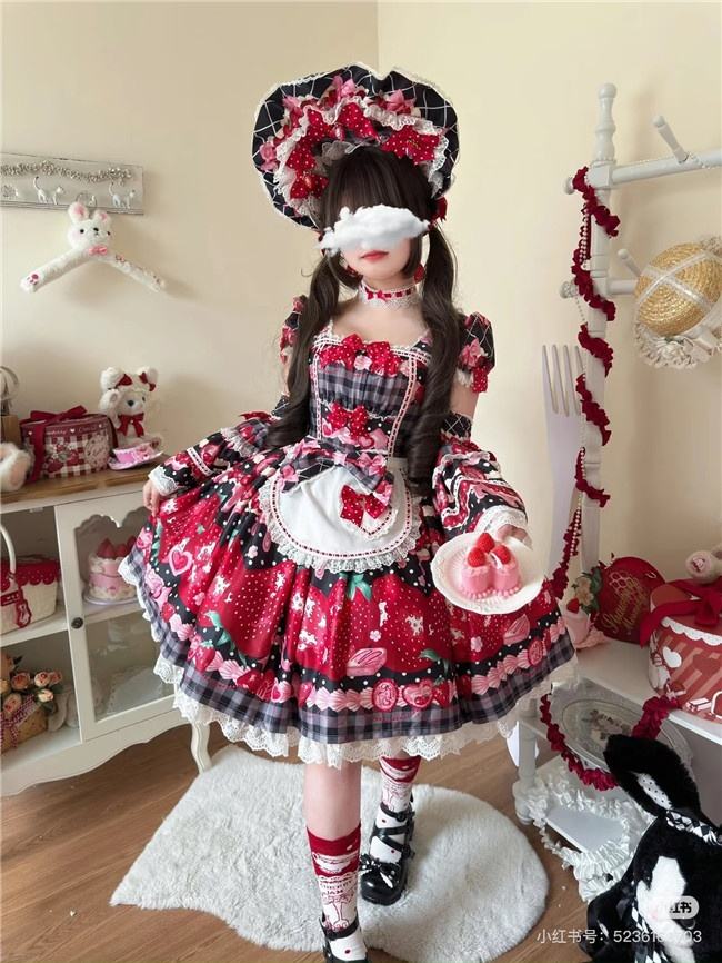 Sweet Strawberry Short Sleeves Lolita Dress and Jumper Dress