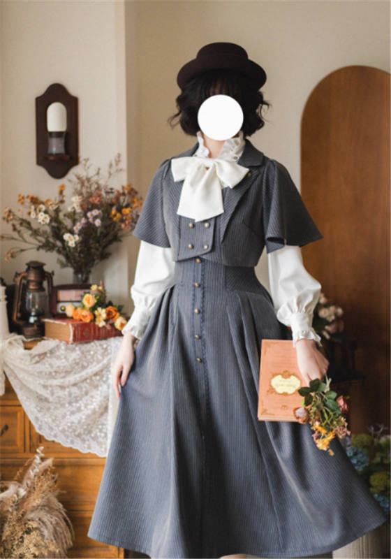 Forest Wardrobe Forest Letterhead Stripe Lolita Skirt, Coat and Blouse
