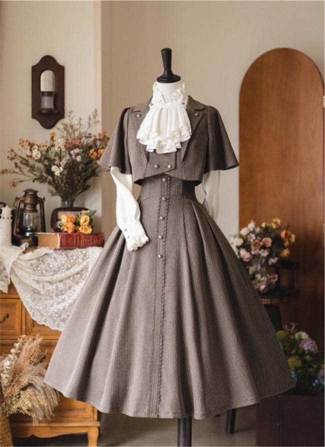 Forest Wardrobe Forest Letterhead Stripe Lolita Skirt, Coat and Blouse