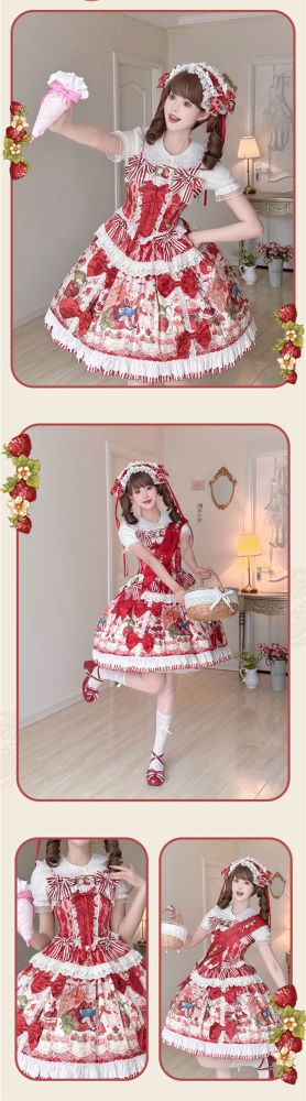 Fantasy Strawberry Garden Sweet Lolita Dress and Blouse