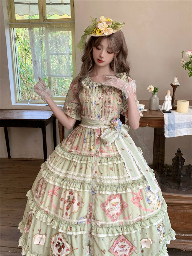 Miss Point Kitty and Rose Green Lolita Dress and Skirt
