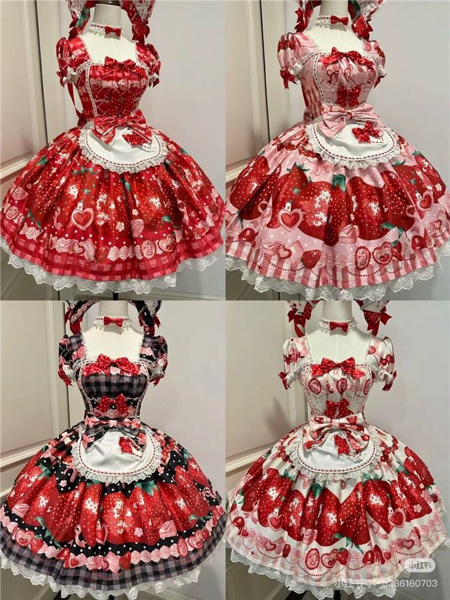 Sweet Strawberry Short Sleeves Lolita Dress and Jumper Dress