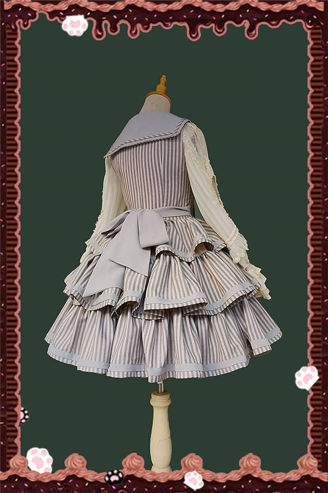 Infanta Stripe Tiered Lolita Jumper Dress, Cape and Blouse