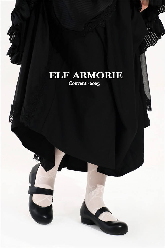 ElfArmorie Monastery Leather Upper Black Heels Shoes