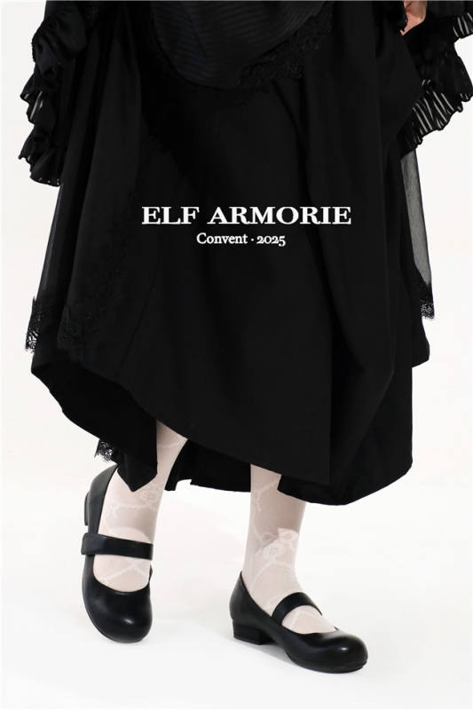 ElfArmorie Monastery Leather Upper Black Heels Shoes