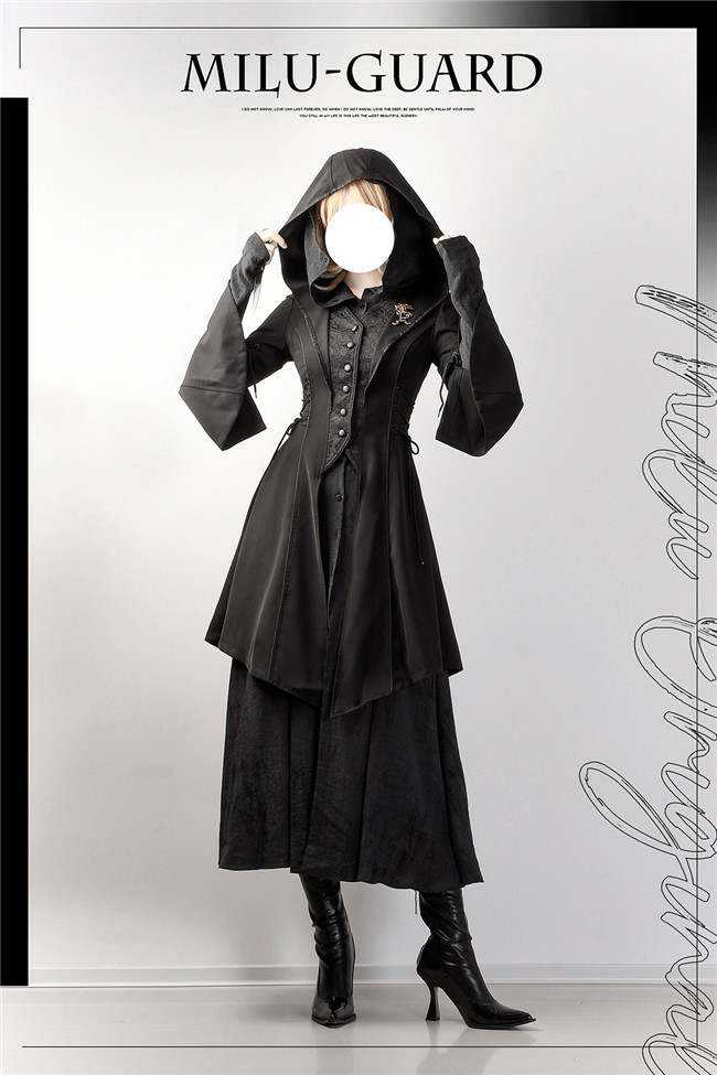 Milu Original Black Hooded Coat and One Piece