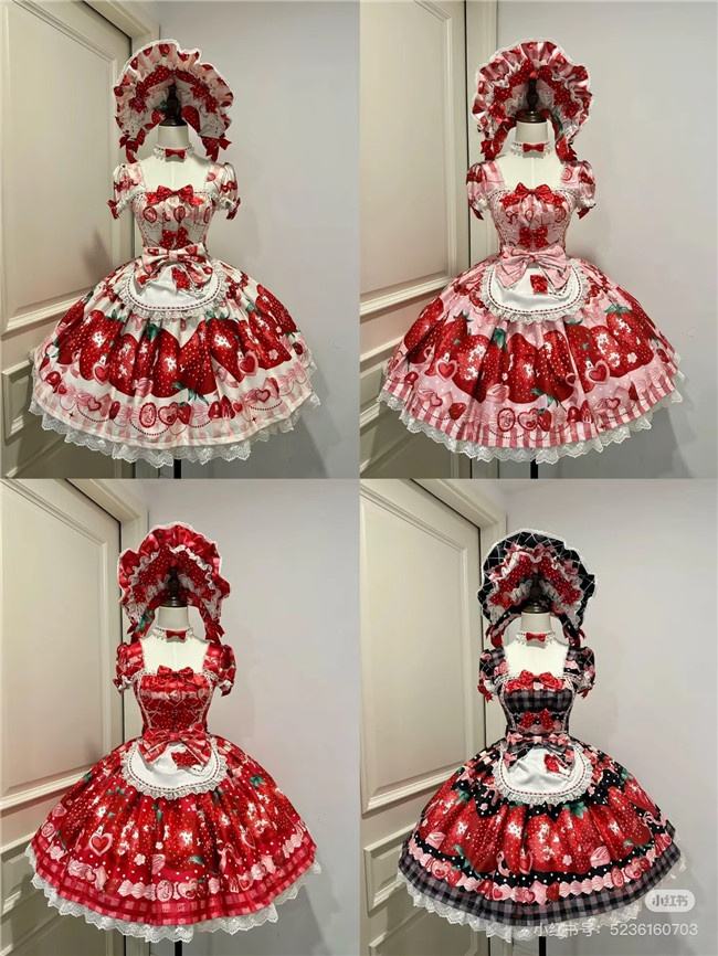 Sweet Strawberry Short Sleeves Lolita Dress and Jumper Dress