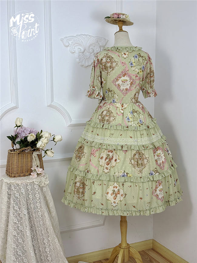 Miss Point Kitty and Rose Green Lolita Dress and Skirt
