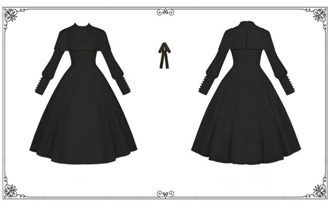 Withpuji Fake Two Pieces Gothic Lolita Dress