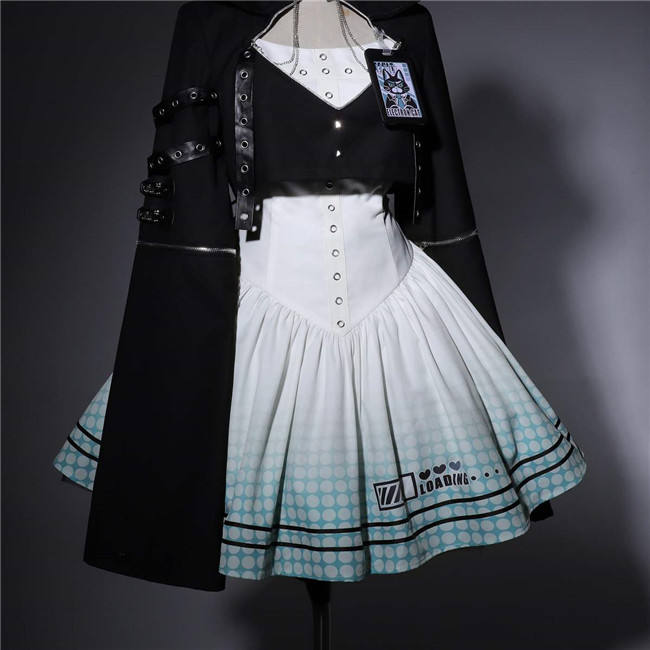 Electric Cat Cyberpunk Lolita Dress and Hooded Coat