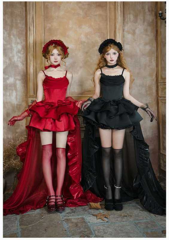 Withpuji Cowl Neck Boned Lolita Dress, Train and Accessories