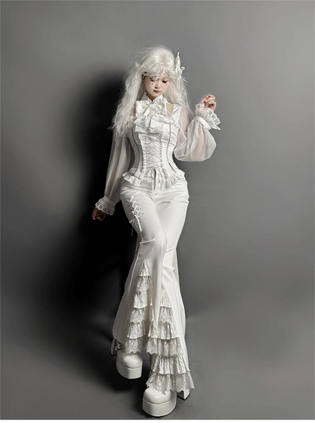 Rabbit and Cat Theme Halter Neck Top, Tiered Skirt and Trousers