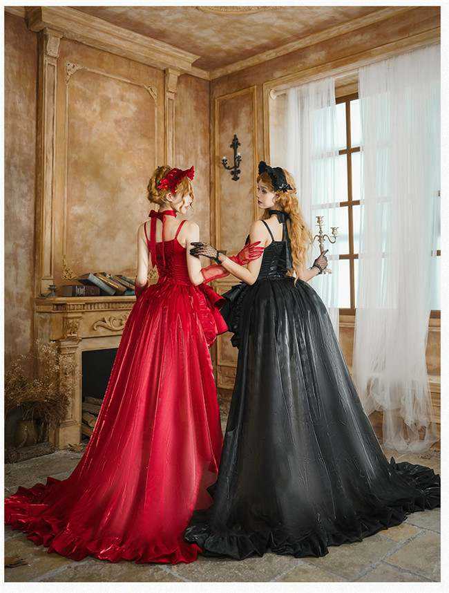 Withpuji Cowl Neck Boned Lolita Dress, Train and Accessories