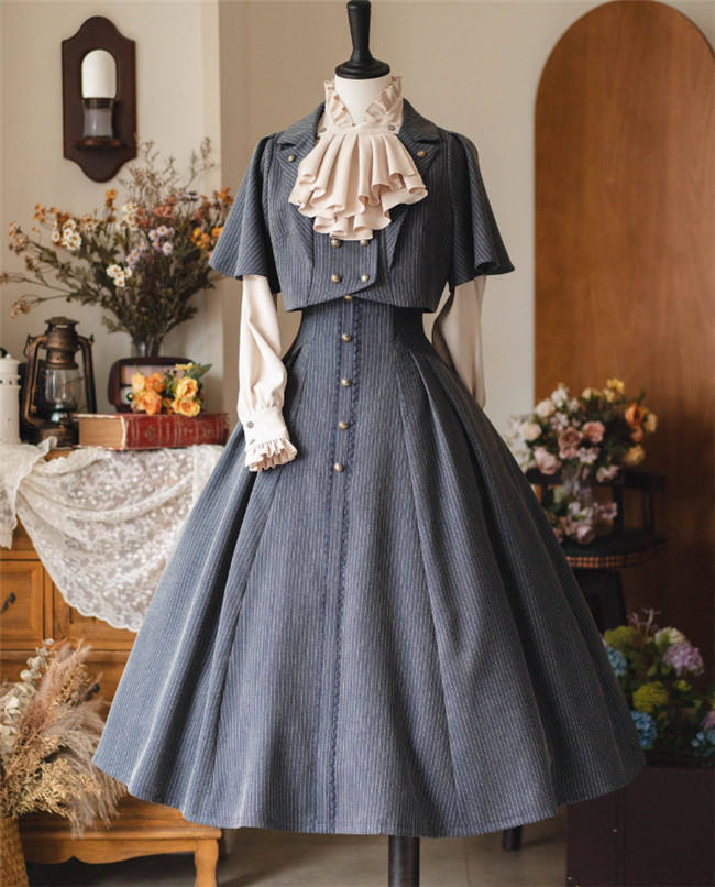 Forest Wardrobe Forest Letterhead Stripe Lolita Skirt, Coat and Blouse