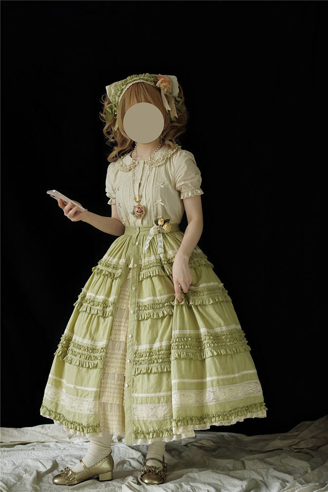 Miss Point Kitty and Rose Unicolor Lolita Skirt