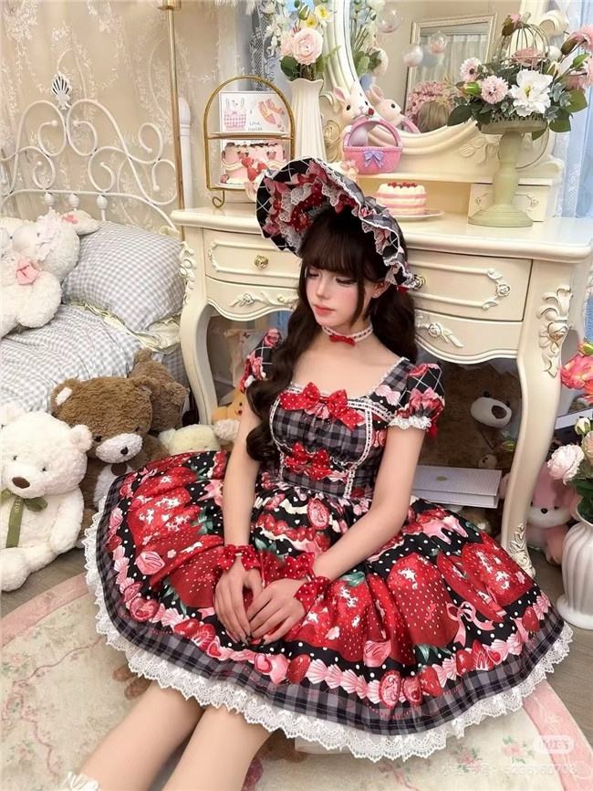 Sweet Strawberry Short Sleeves Lolita Dress and Jumper Dress
