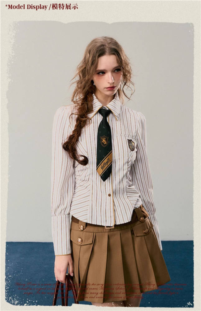 Kyouko & Harry Potter Collaborated Stripe Long Sleeves Blouse and Pleated Skirt Harry Potter Clothes