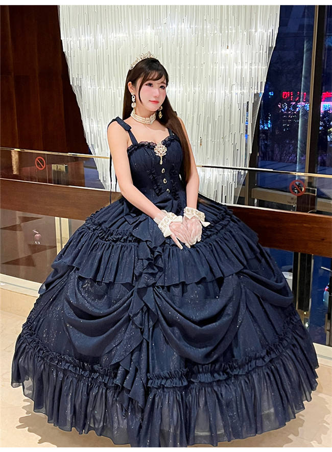 Diamond Honey Moonlight Lover Blue Fluffy Princess Prom Dress
