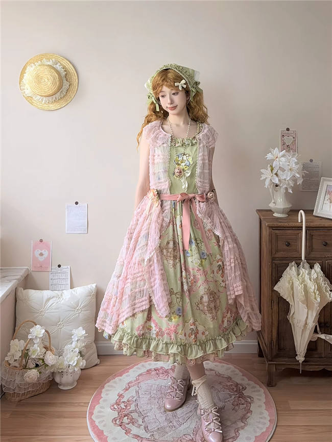 Miss Point Kitty and Rose Green Lolita Dress and Skirt