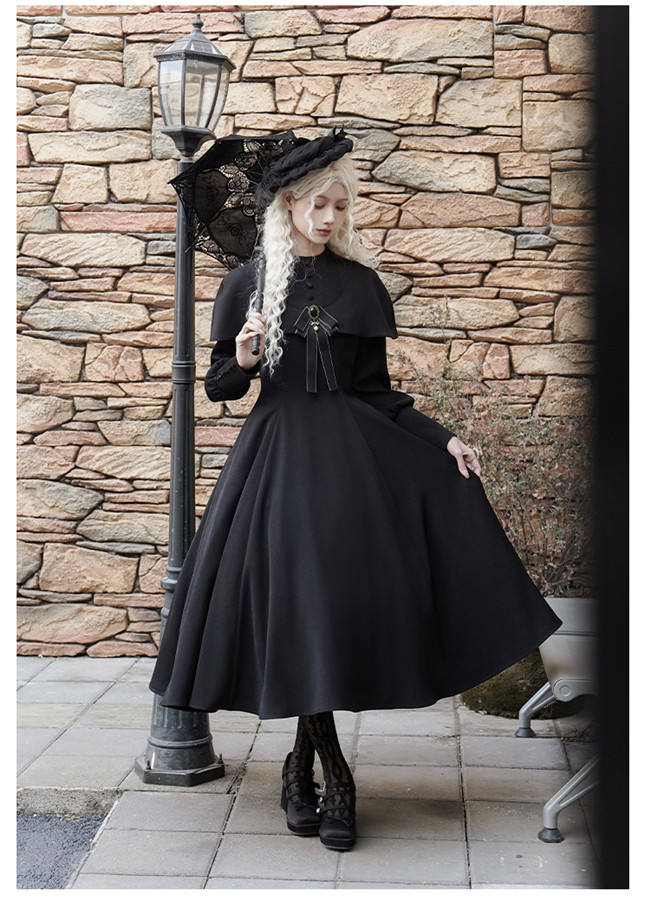 Withpuji Fake Two Pieces Gothic Lolita Dress