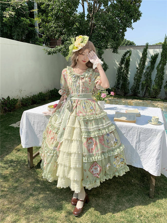 Miss Point Kitty and Rose Green Lolita Dress and Skirt