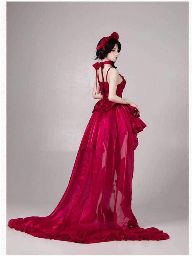Withpuji Cowl Neck Boned Lolita Dress, Train and Accessories
