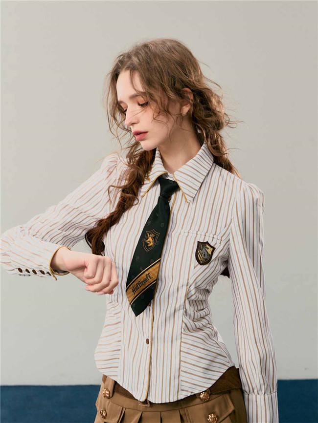 Kyouko & Harry Potter Collaborated Stripe Long Sleeves Blouse and Pleated Skirt Harry Potter Clothes