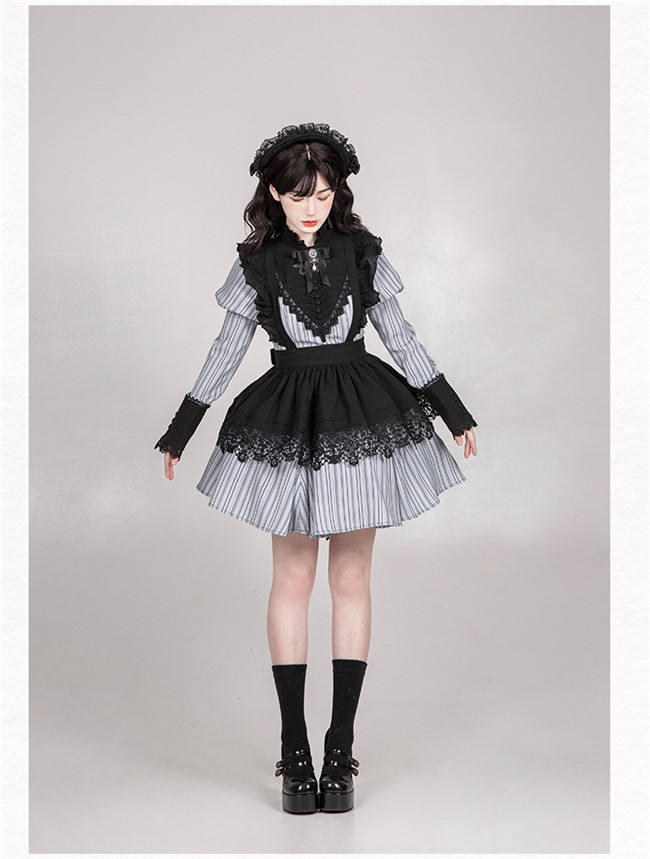 Withpuji Stripe Gothic Lolita Dress and Apron
