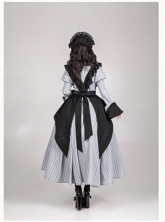 Withpuji Stripe Gothic Lolita Dress and Apron