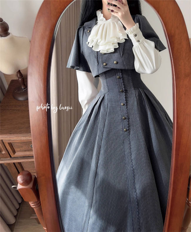 Forest Wardrobe Forest Letterhead Stripe Lolita Skirt, Coat and Blouse