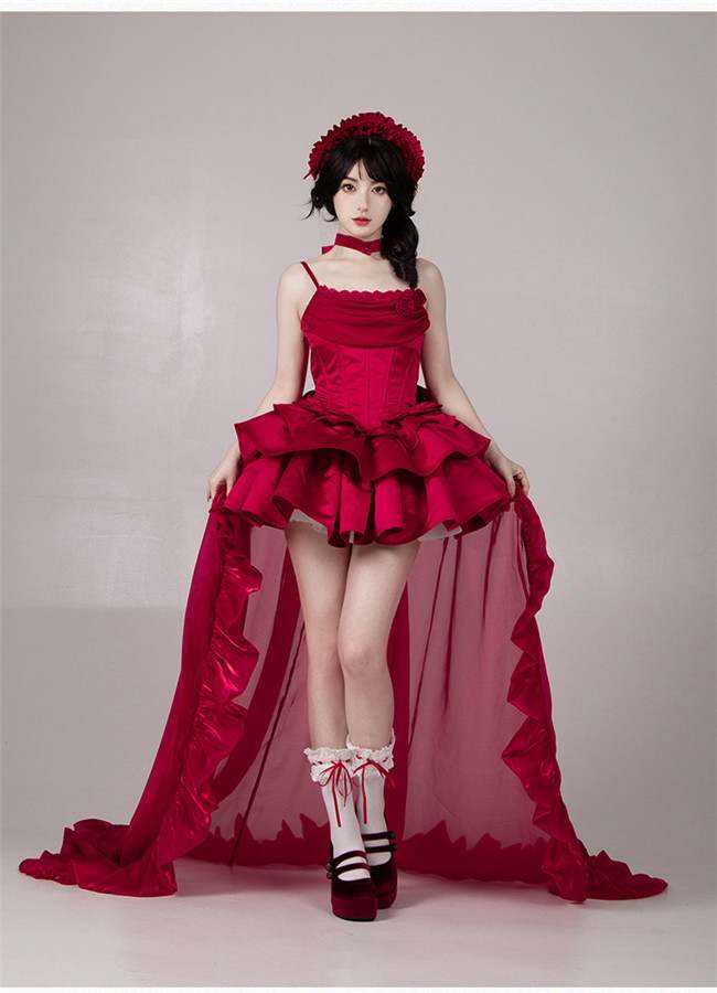 Withpuji Cowl Neck Boned Lolita Dress, Train and Accessories