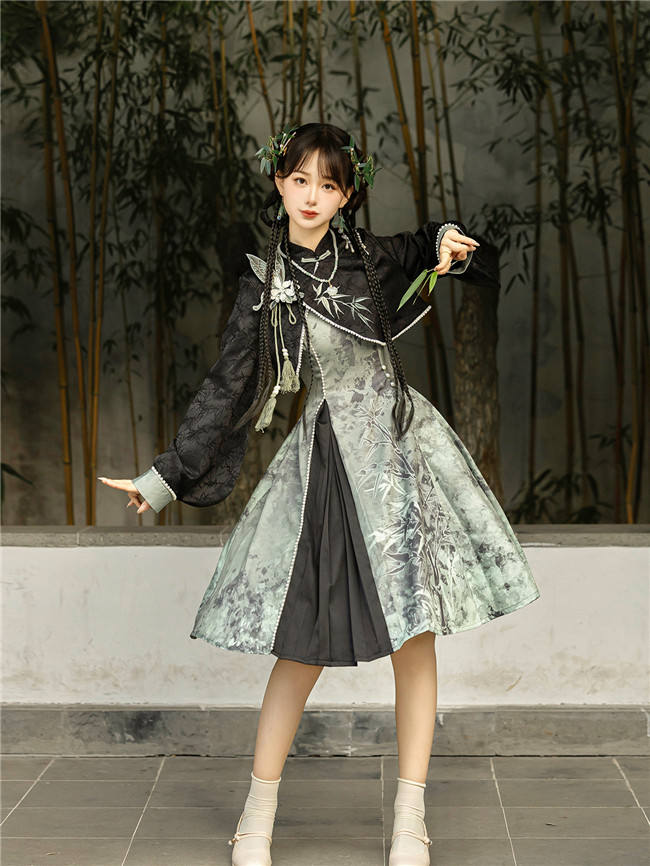Bamboo Print Han Style Dress Set