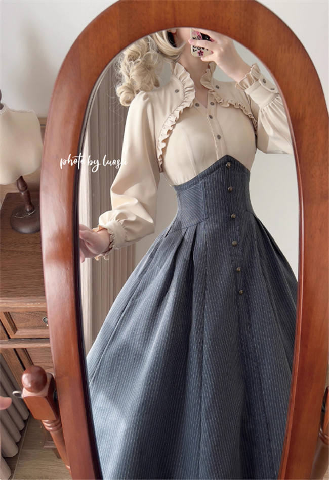 Forest Wardrobe Forest Letterhead Stripe Lolita Skirt, Coat and Blouse