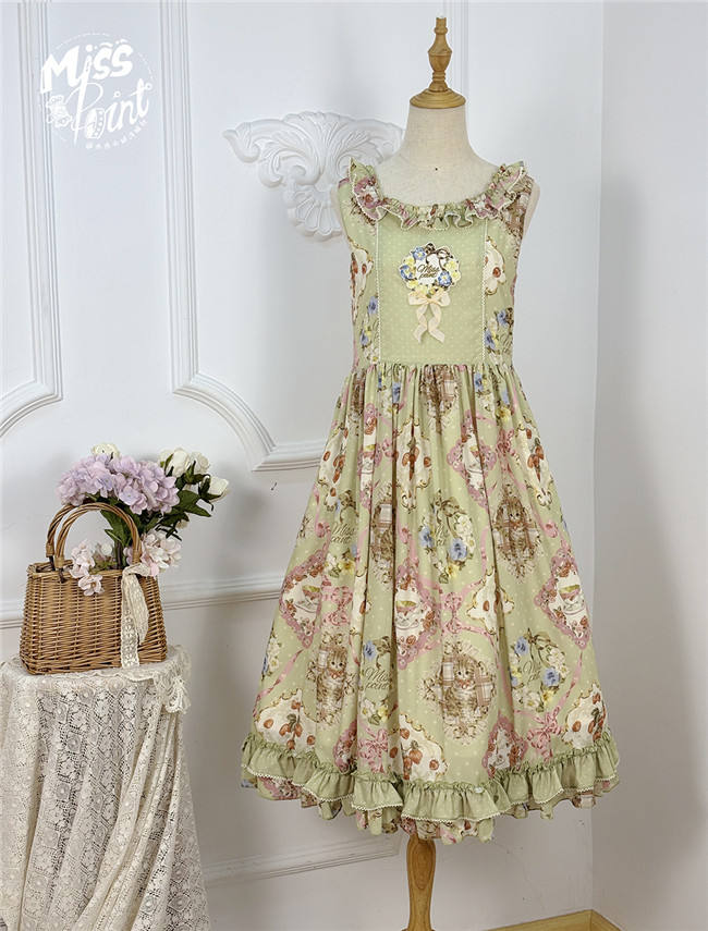 Miss Point Kitty and Rose Green Lolita Dress and Skirt