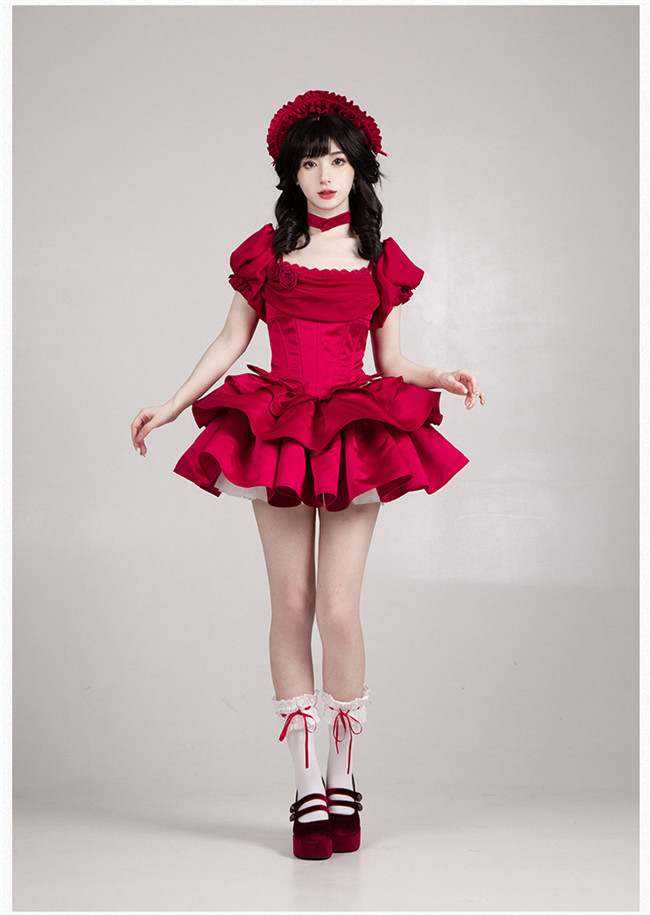 Withpuji Cowl Neck Boned Lolita Dress, Train and Accessories