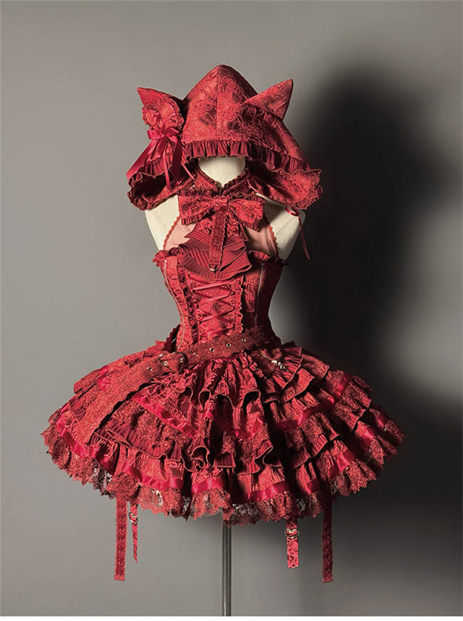 Rabbit and Cat Theme Halter Neck Top, Tiered Skirt and Trousers