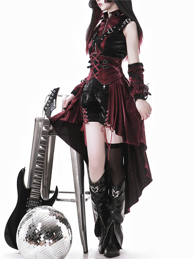 Chief Assassin Black and Red Punk Lolita Dress Set