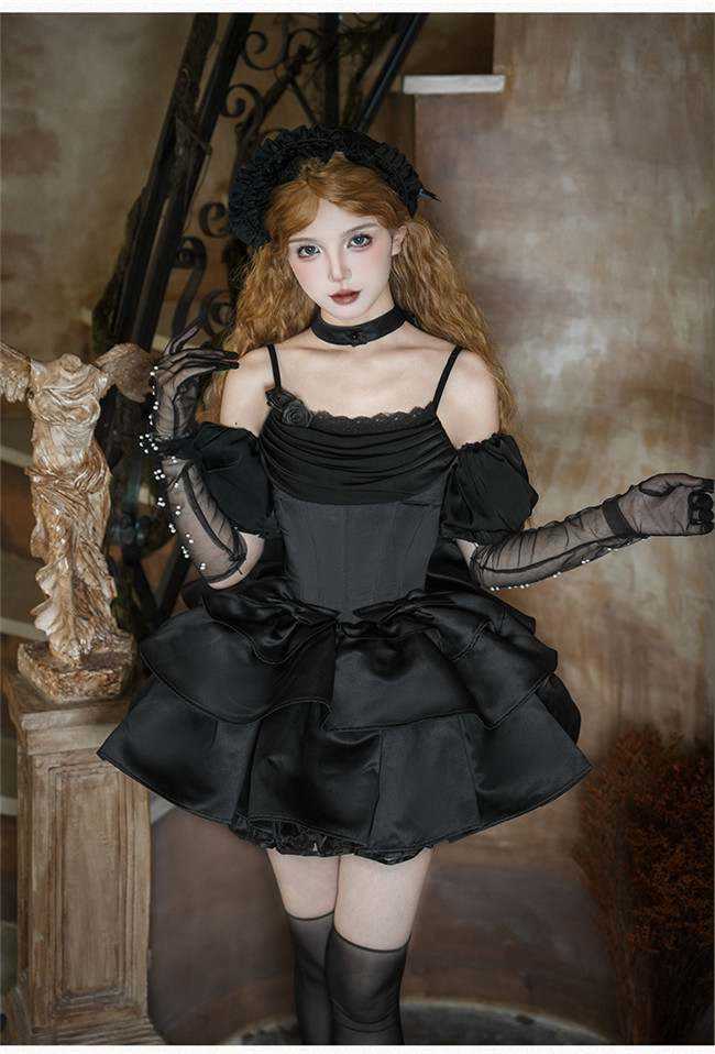 Withpuji Cowl Neck Boned Lolita Dress, Train and Accessories