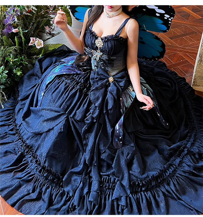 Diamond Honey Moonlight Lover Blue Fluffy Princess Prom Dress
